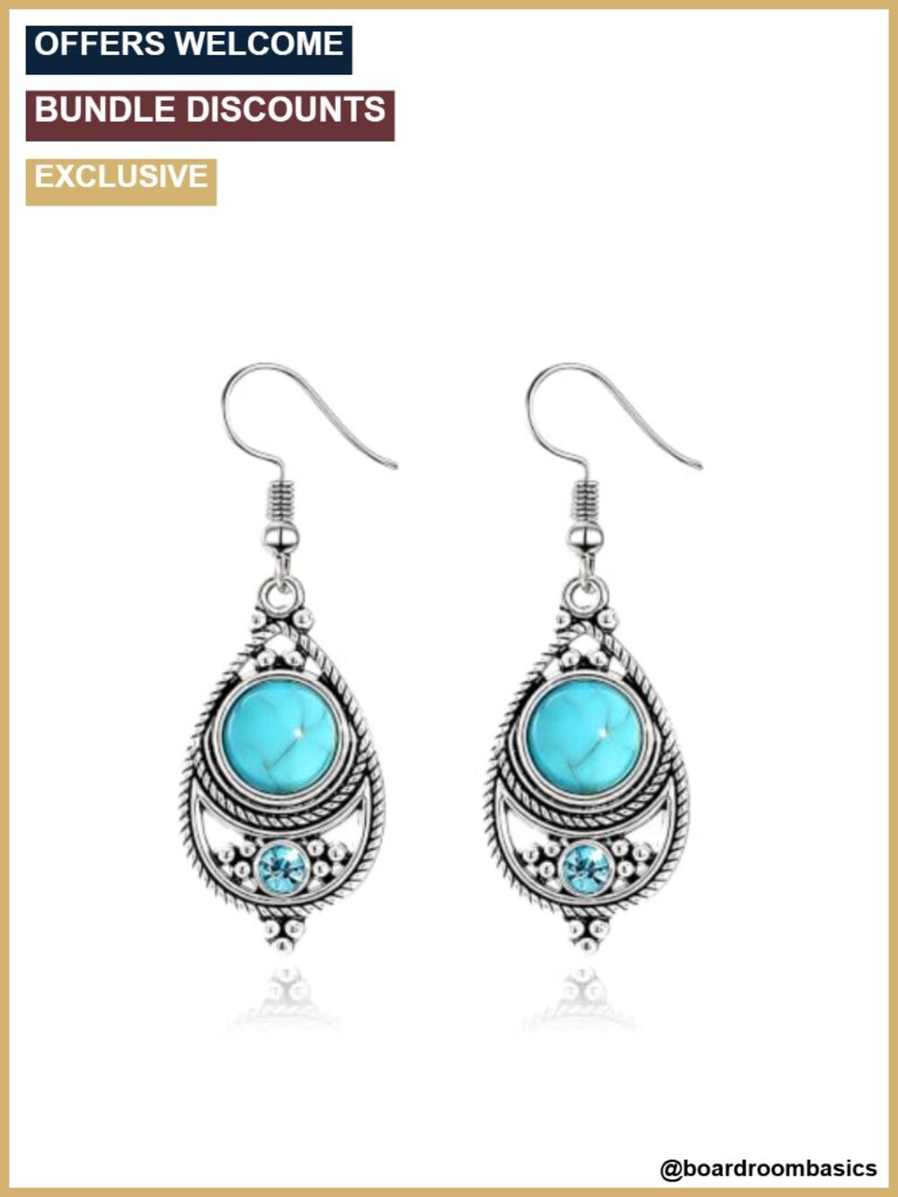 Handmade Natural Stone Teardrop Dangle Earrings Boho